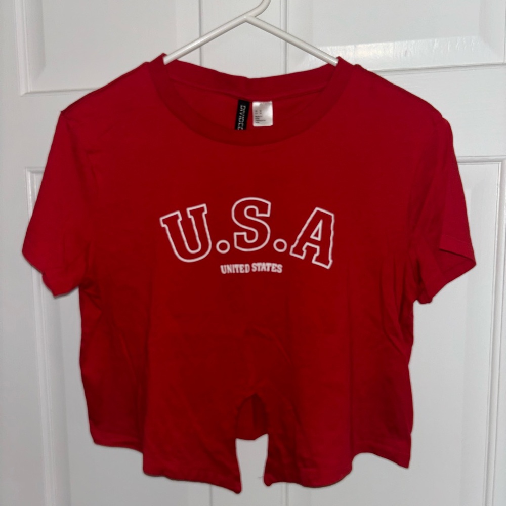 Divided USA Tie Crop Top